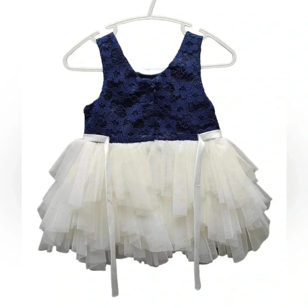 American Princess Blue And White Tulle Dress Size 12M